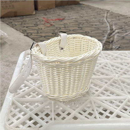 Rattan Woven Bike Front Basket – Removable Waterproof Handlebar Carrier