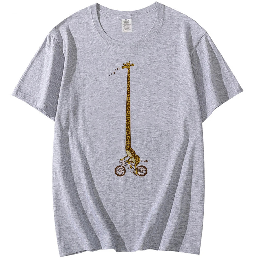 T-shirt drôle de vélo de tour de girafe