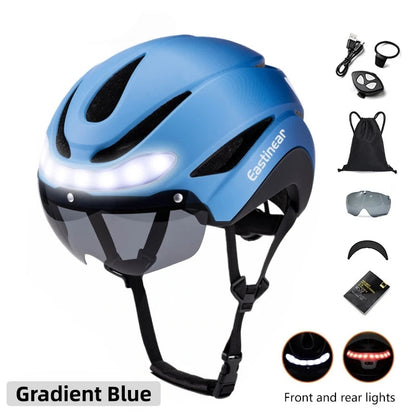 Bicycle Helmet LED Lights with Magnetic Goggles
