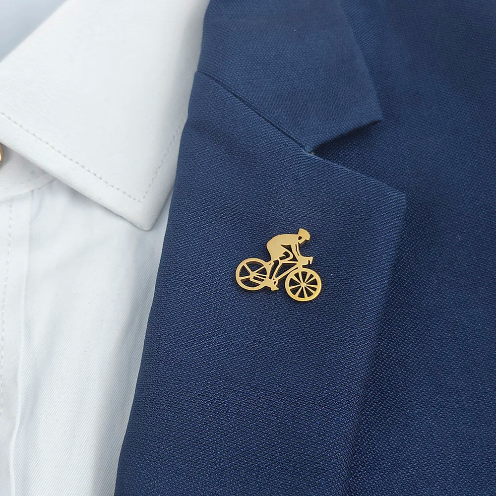 Men's Cycling Lapel Pin – Stainless Steel Brooch for Suits