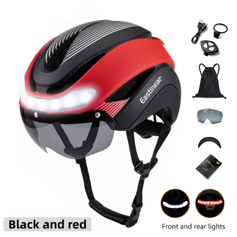 Bicycle Helmet LED Lights with Magnetic Goggles