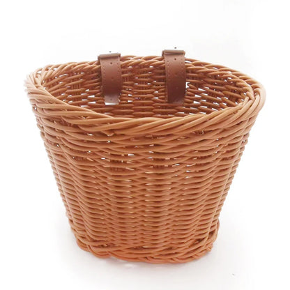 Rattan Woven Bike Front Basket – Removable Waterproof Handlebar Carrier