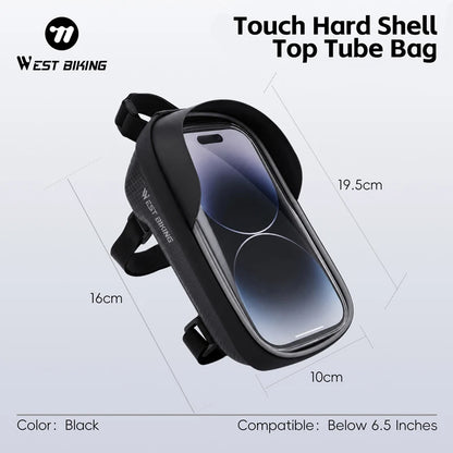 Bike Front Tube Bag with Phone Holder – EVA Hard Case & Reflective Frame Bag