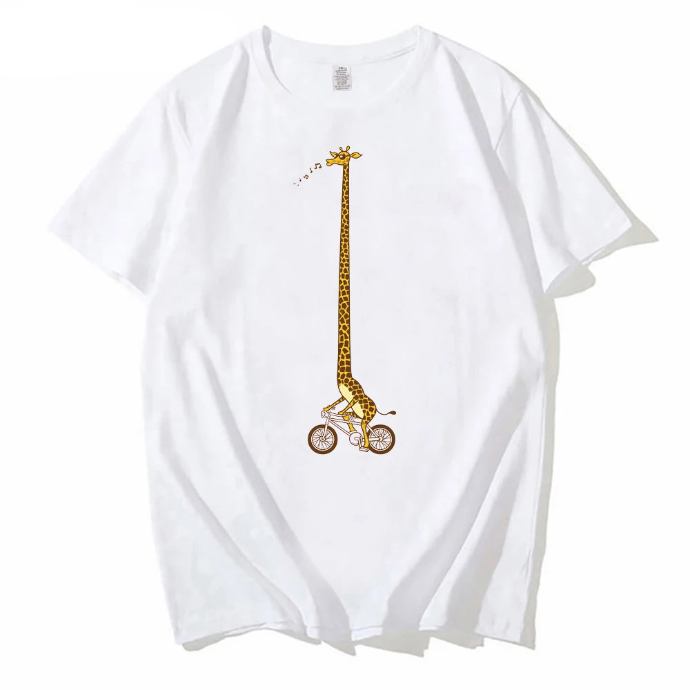 T-shirt drôle de vélo de tour de girafe