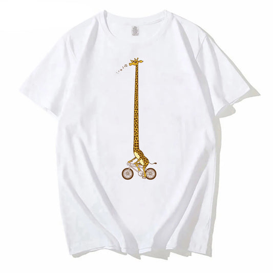 T-shirt drôle de vélo de tour de girafe