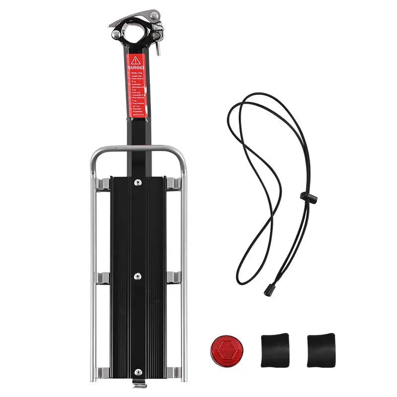 Quick-Release Aluminium Bike Rear Rack – Universal Fit with Reflector