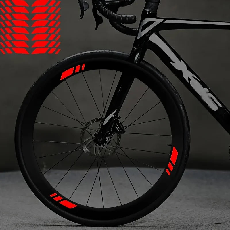 Bike Wheel Rim Sticker Set – Waterproof Reflective Vinyl Decals for MTB & Road Bikes