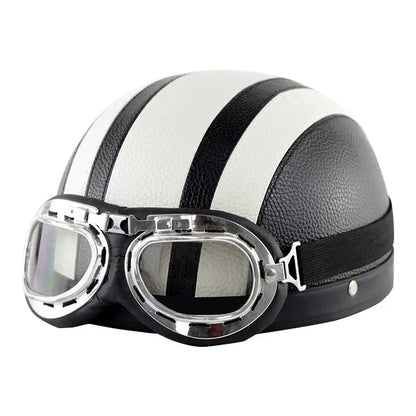 Vintage PU Leather Half-Helmet