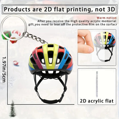 Bike Helmet Acrylic Keychain – 2D Flat Pendant | Cycling Gift