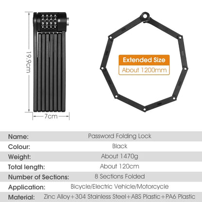 Candado de cadena plegable para bicicleta antirrobo