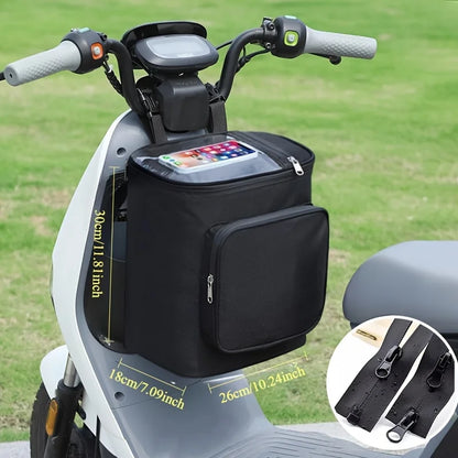 Waterproof Bike Handlebar Bag with Phone Holder – Dual Pocket E-Bike Bag