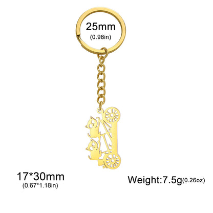 Raccoon on a Bicycle Keychain – Stainless Steel Cycling Gift
