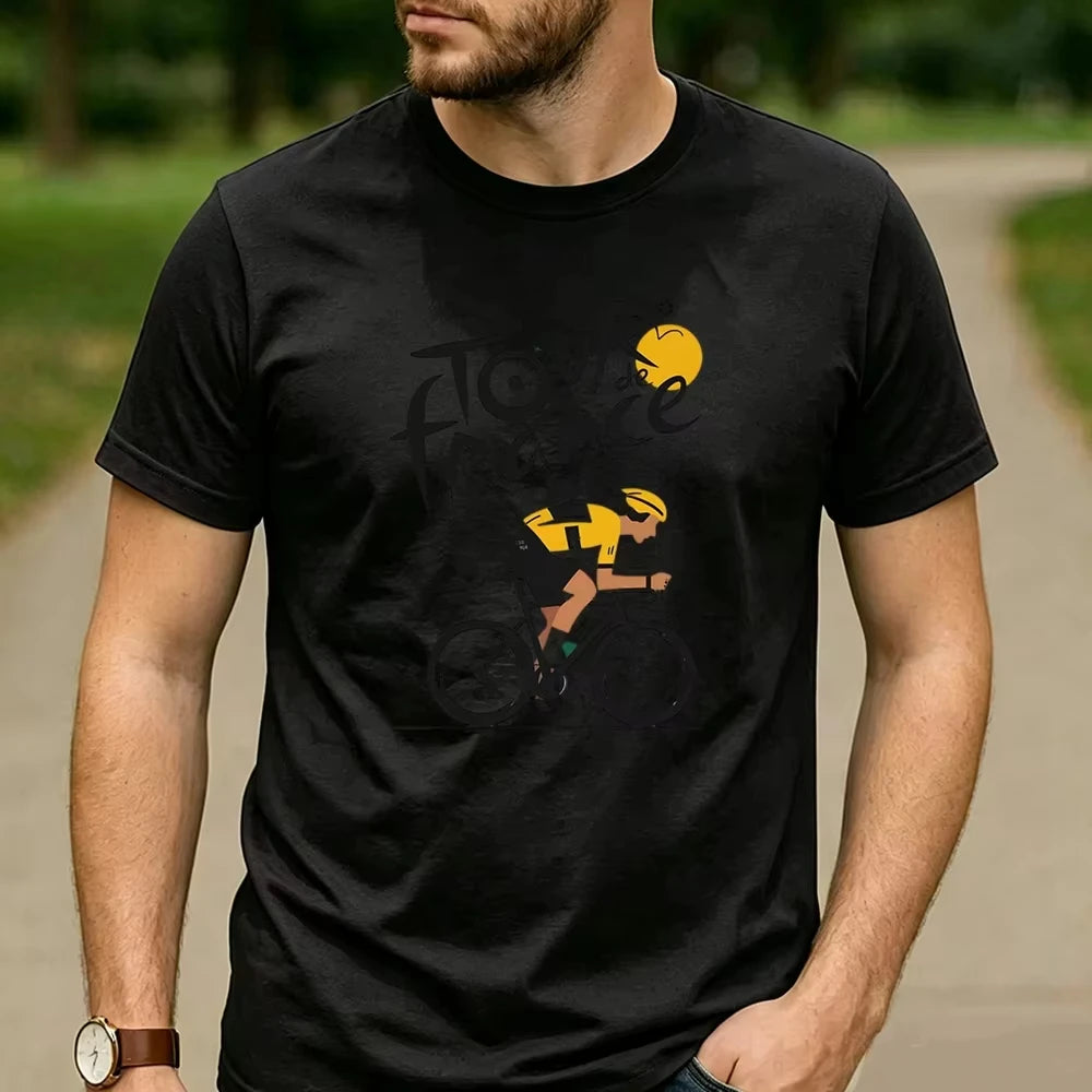 Yellow Jersey Cycling Graphic Tee – Retro Road Bike Streetwear