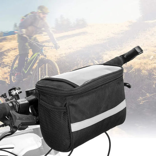 Bike Handlebar Bag with Phone Mount & Reflective Strip – Large Capacity Cycling Bag