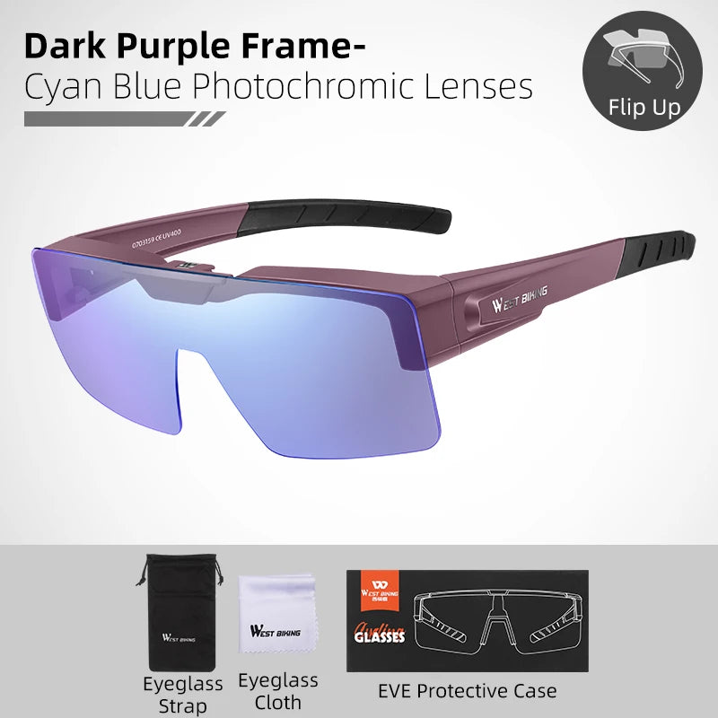 Flip-Up Photochromic Cycling Sunglasses