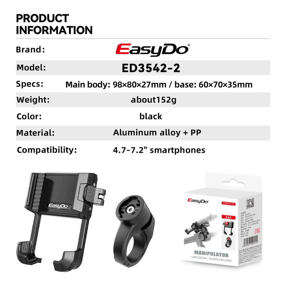 Aluminum Bike Phone Mount – Stem & Handlebar | Shockproof