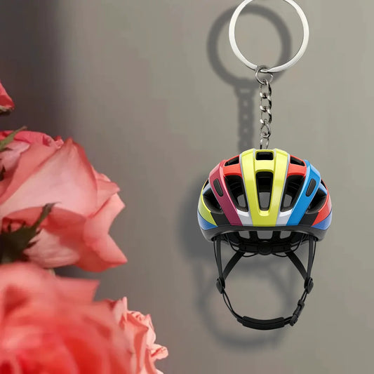 Bike Helmet Acrylic Keychain – 2D Flat Pendant | Cycling Gift