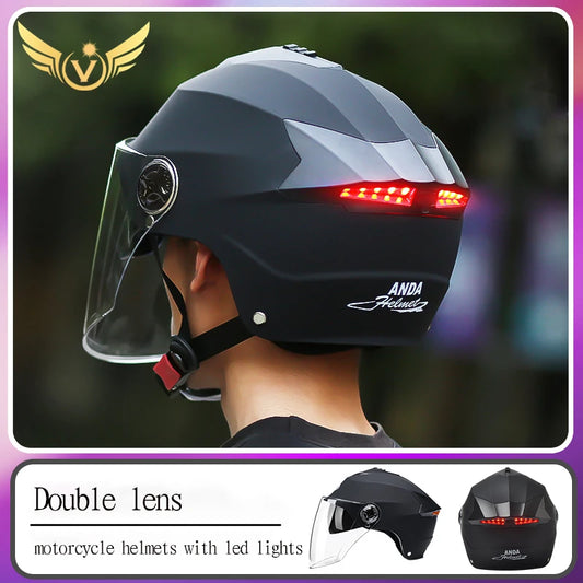 Dual Lens LED Motorcycle Helmet
