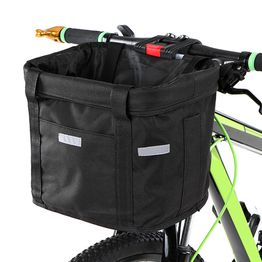 Foldable Waterproof Bike Handlebar Basket – Removable Front Carrier for Pets & Shopping