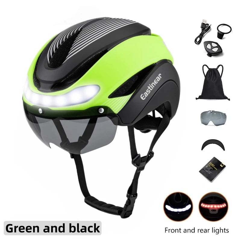 Bicycle Helmet LED Lights with Magnetic Goggles