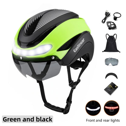 Bicycle Helmet LED Lights with Magnetic Goggles