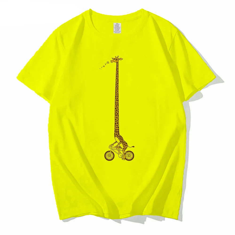 T-shirt drôle de vélo de tour de girafe