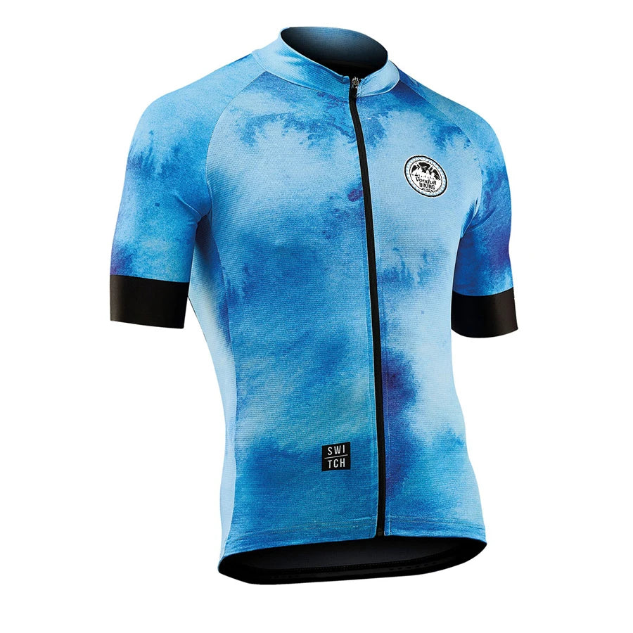 Men’s Short-Sleeve Cycling Jersey – Fleece-Lined, Fade-Resistant Print, 7 Colorways