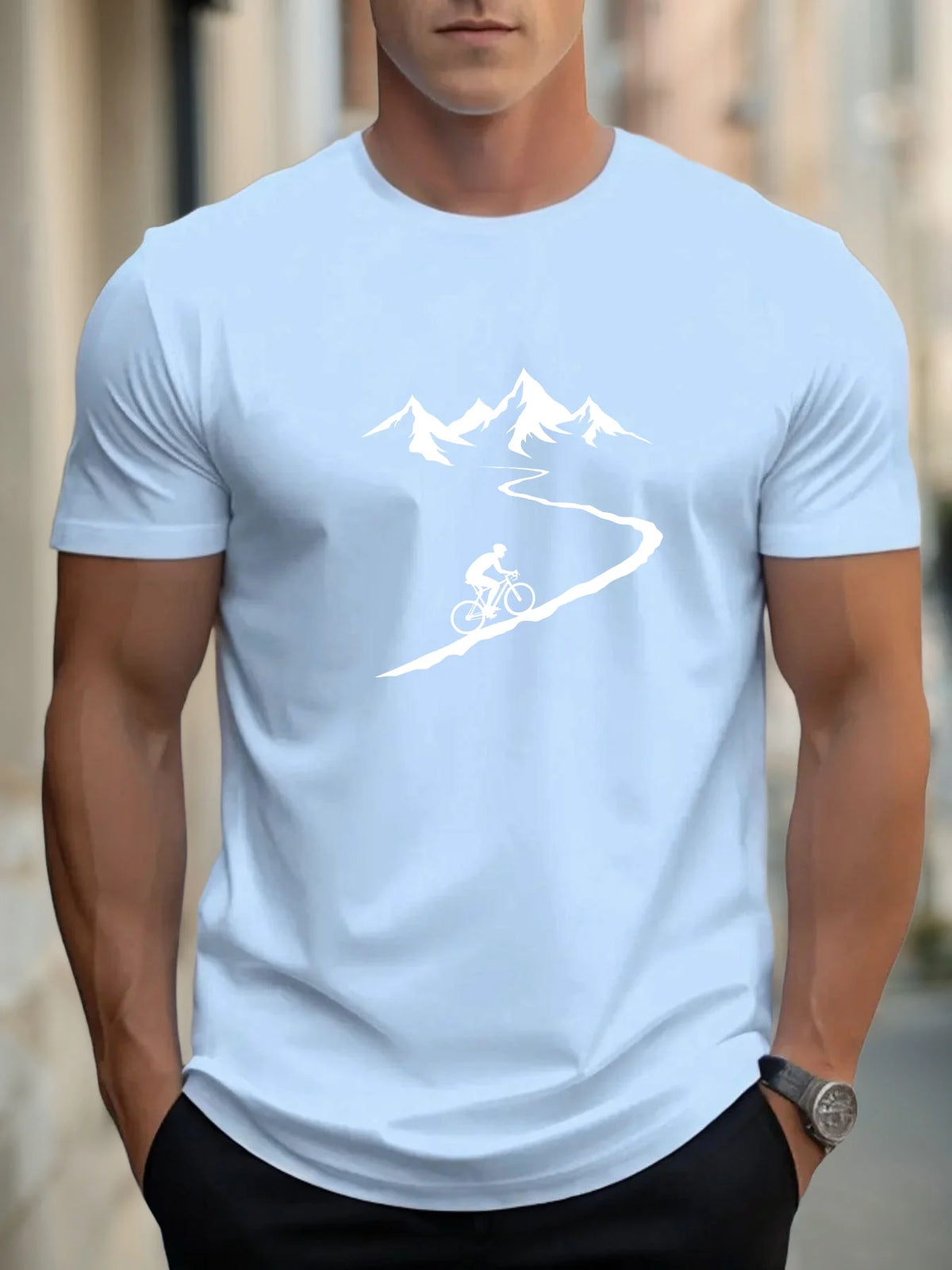 Men's Cycling Print T-Shirt – Cotton Casual Sports Tee