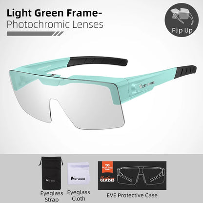 Flip-Up Photochromic Cycling Sunglasses