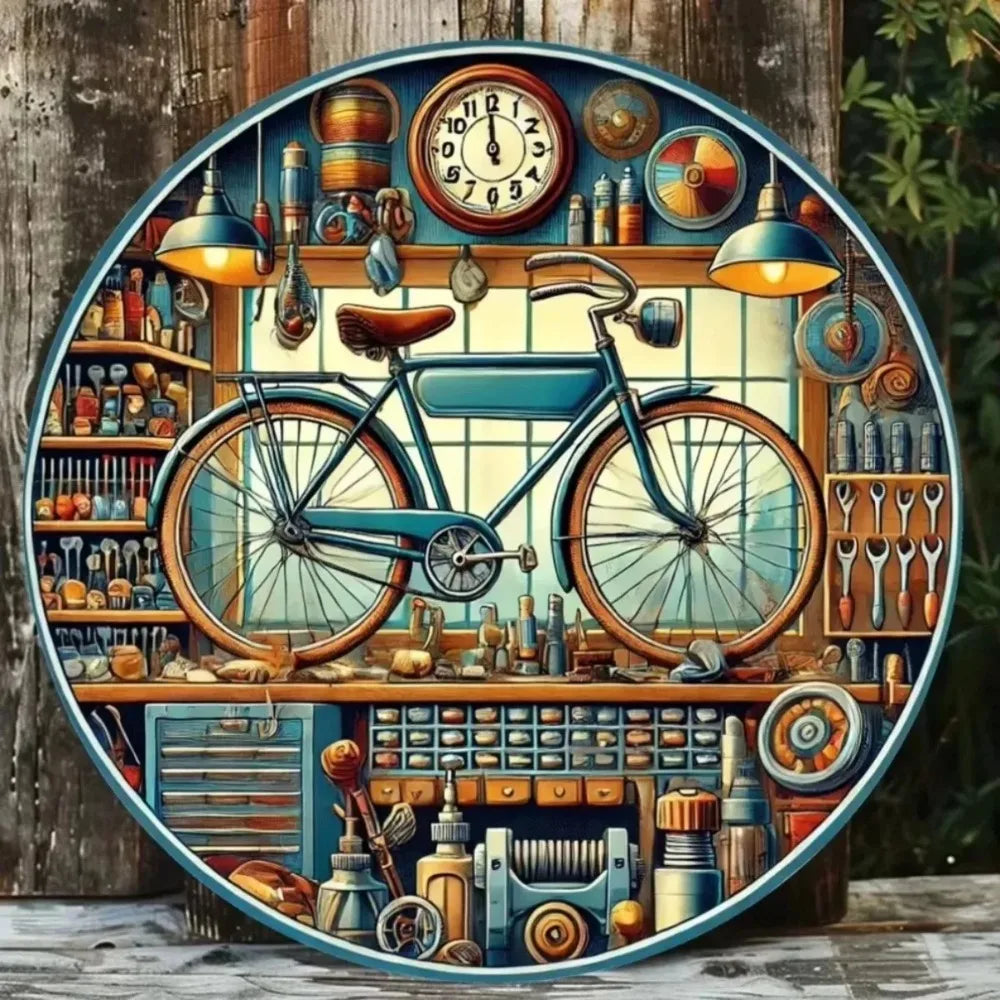 Vintage Bicycle Repair Shop Metal Sign