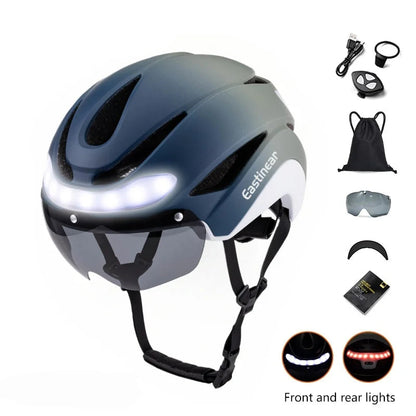 Bicycle Helmet LED Lights with Magnetic Goggles