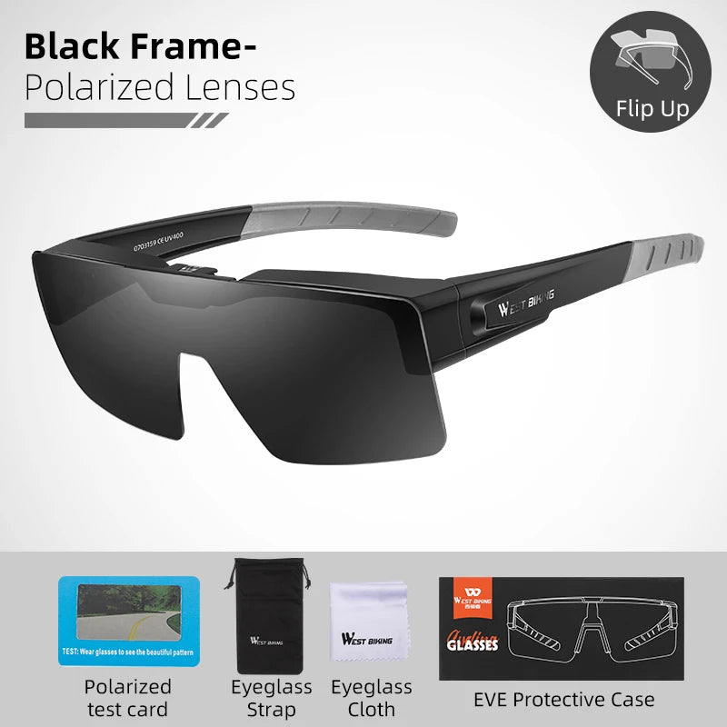 Flip-Up Photochromic Cycling Sunglasses