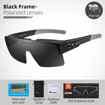 Flip-Up Photochromic Cycling Sunglasses