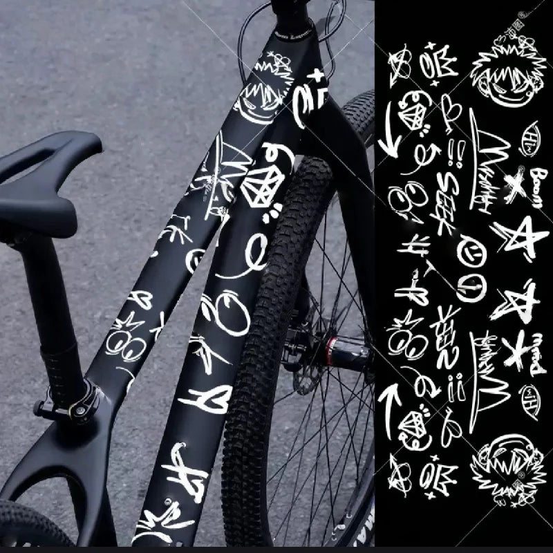 Graffiti Cycling Frame Sticker Set – Reflective & Waterproof