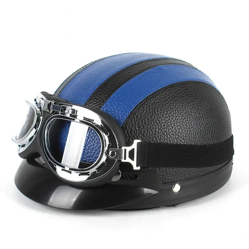 Vintage PU Leather Half-Helmet