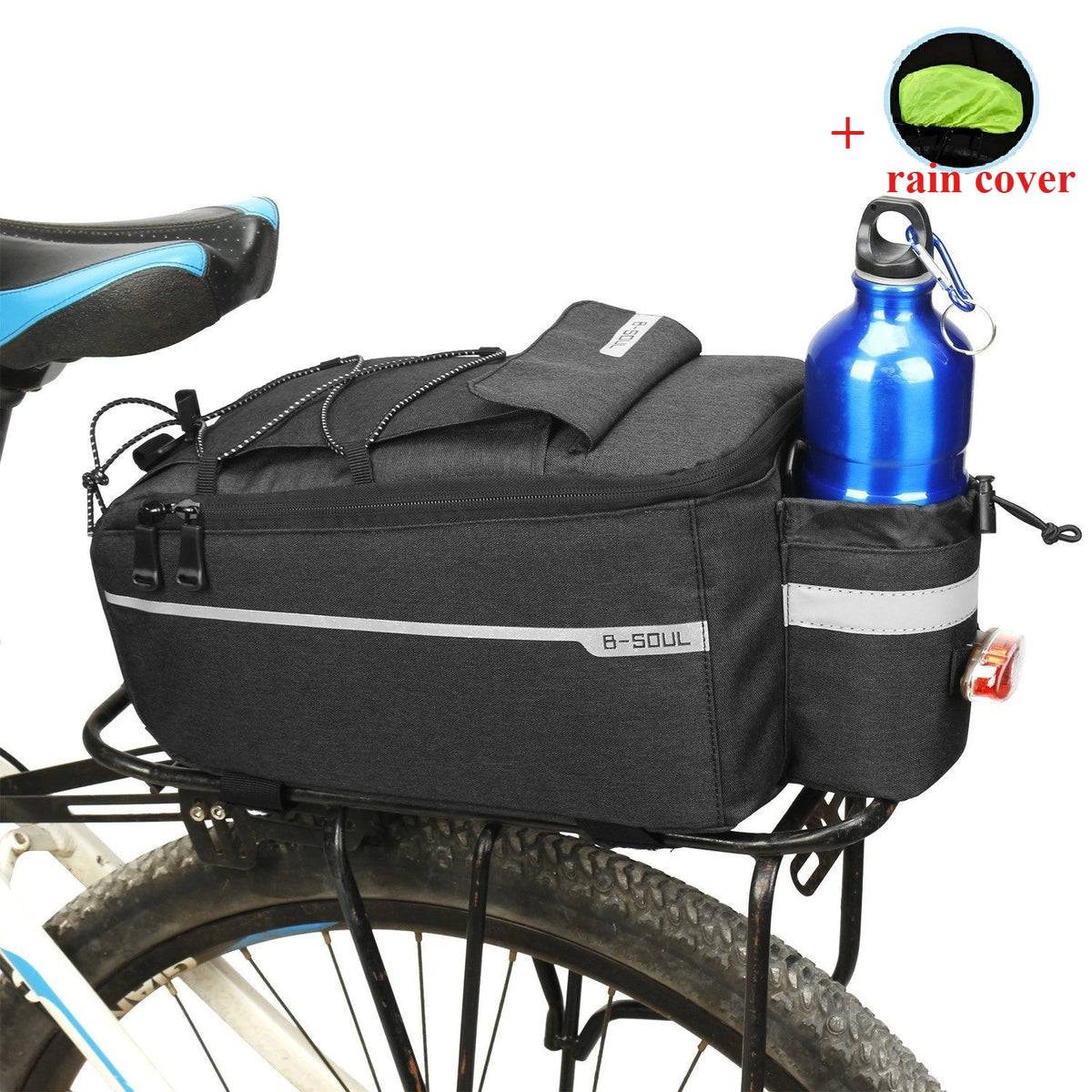 13L Waterproof Bike Rear Bag – Bicycle Pannier with Rain Cover