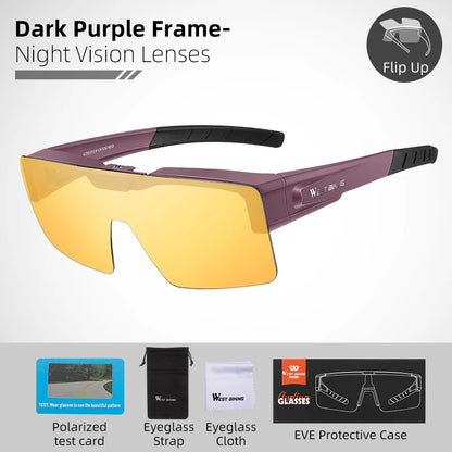 Flip-Up Photochromic Cycling Sunglasses
