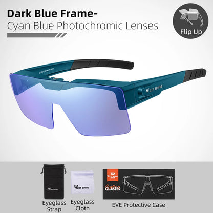 Flip-Up Photochromic Cycling Sunglasses