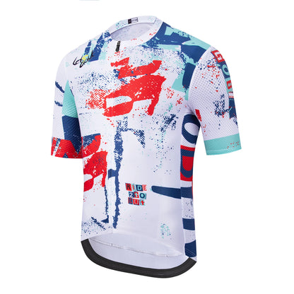 Men’s Short-Sleeve Cycling Jersey – 3 Rear Pockets, Silicone Grip & Sublimation Print