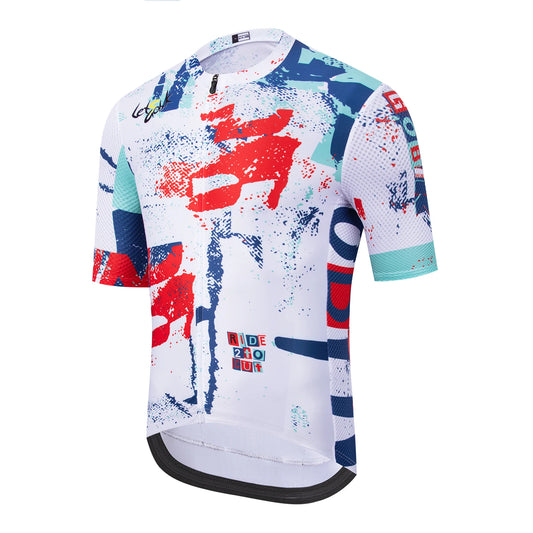 Men’s Short-Sleeve Cycling Jersey – 3 Rear Pockets, Silicone Grip & Sublimation Print