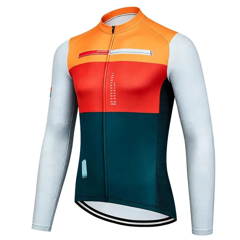 Unisex Long Sleeve Cycling Jersey – Full Zip Breathable Road Bike Shirt