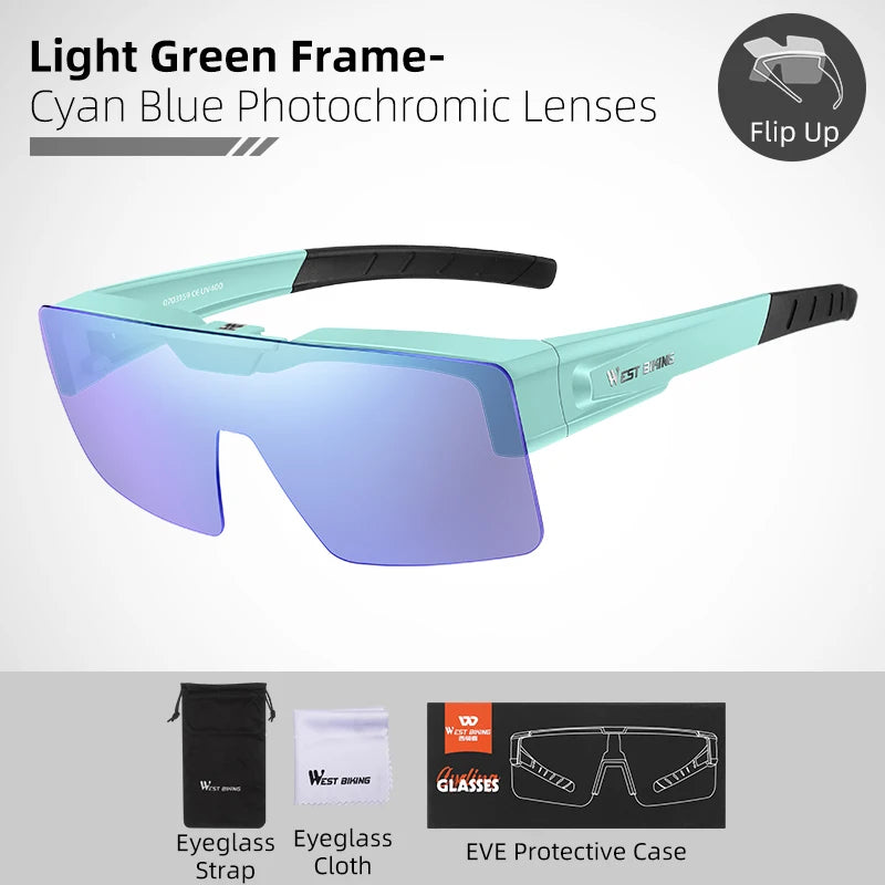 Flip-Up Photochromic Cycling Sunglasses