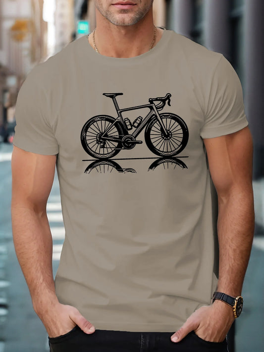 Men's Road Cycling Print T-Shirt – 100% Cotton Casual Tee