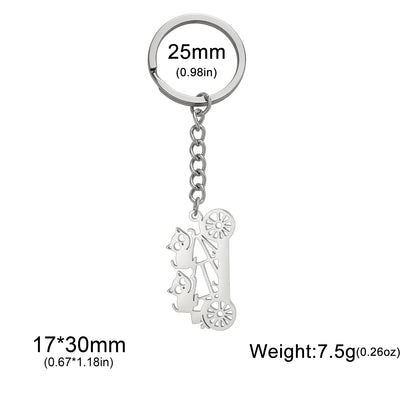 Raccoon on a Bicycle Keychain – Stainless Steel Cycling Gift