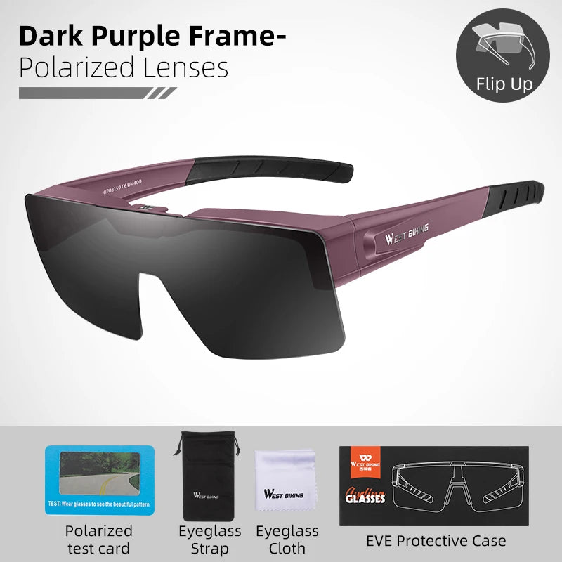 Flip-Up Photochromic Cycling Sunglasses