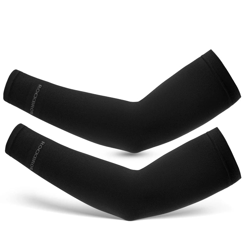Ice Silk Cycling Arm Sleeves – UV Protection | Nylon + Spandex | White & Black