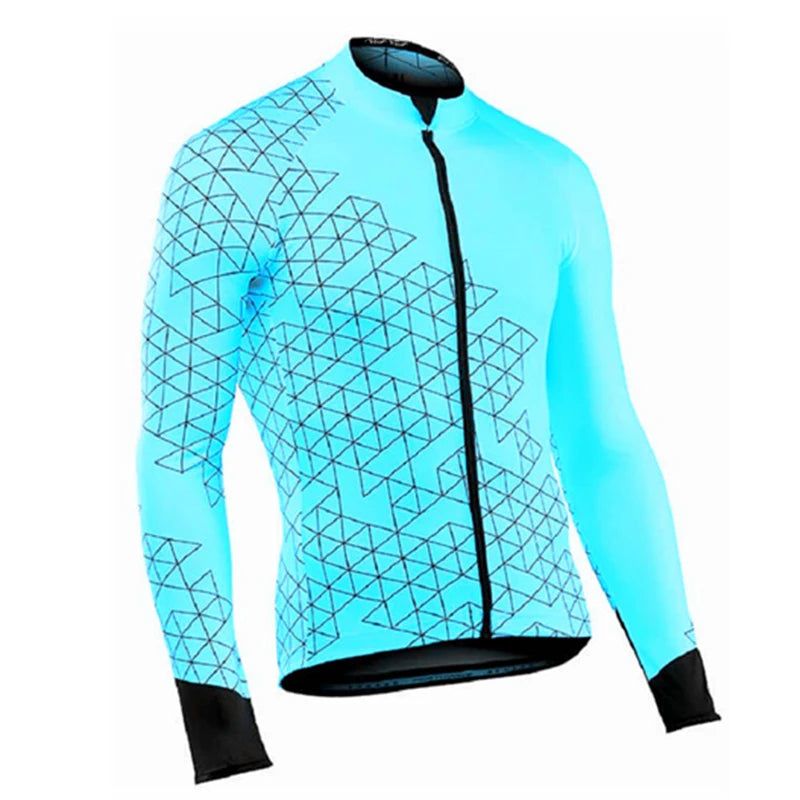 Long Sleeve Cycling Jersey Set – Solid Color, Full Zip, 19D Gel Pad