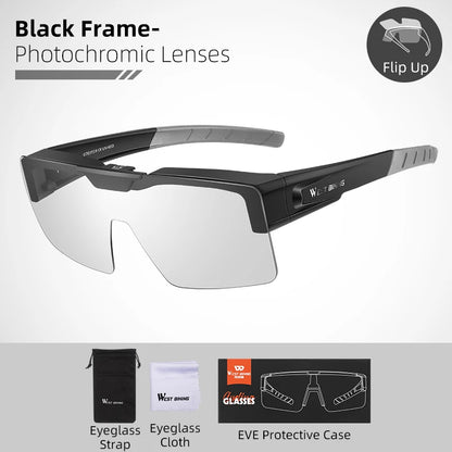 Flip-Up Photochromic Cycling Sunglasses