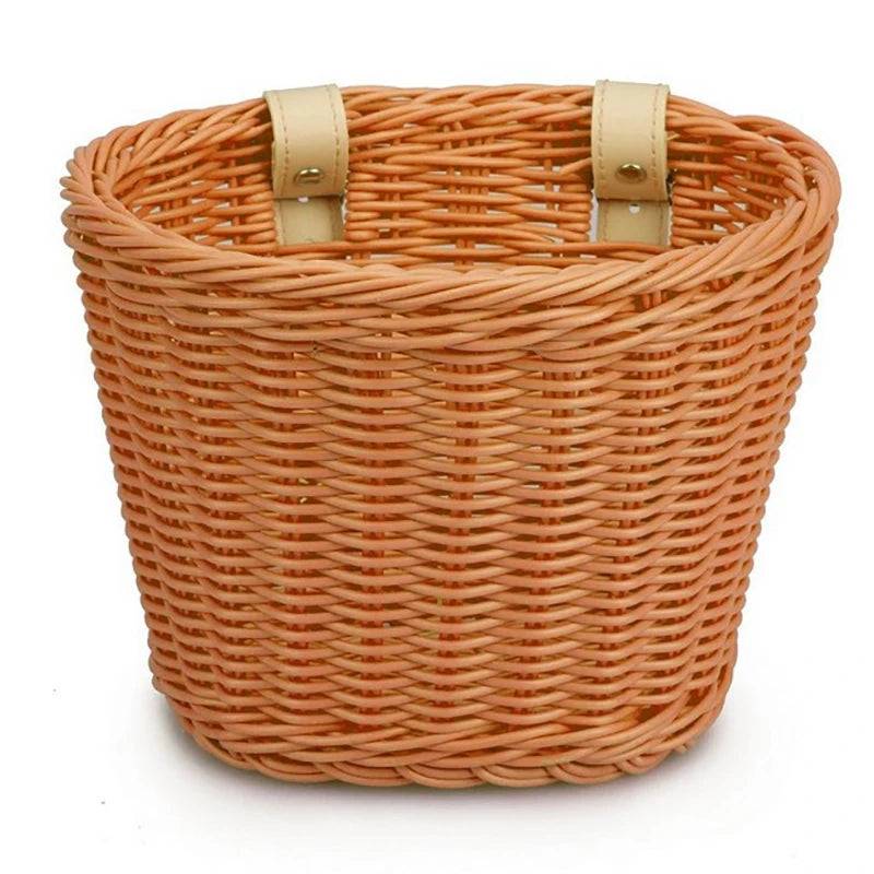 Rattan Woven Bike Front Basket – Removable Waterproof Handlebar Carrier