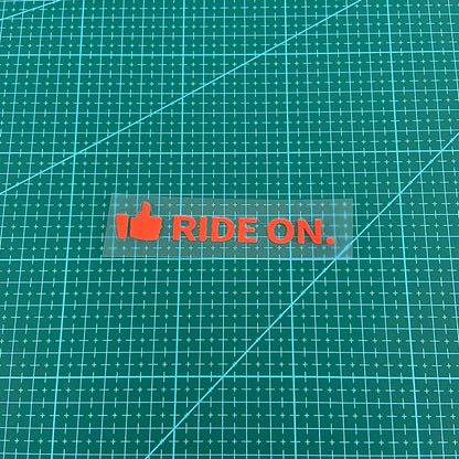 "Ride On" Waterproof Bicycle Frame Sticker – Top Tube & Handlebar Decal